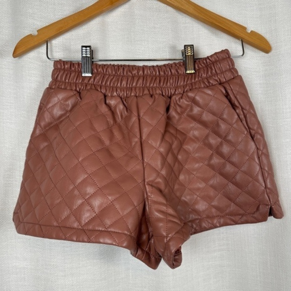 Forever 21 Quilted Faux Leather Shorts - Dusty Rose